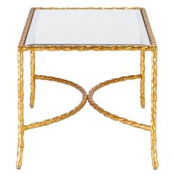 Gilt Twist French Deco Antique Gold Leaf Glass Rectangular Coffee Table|