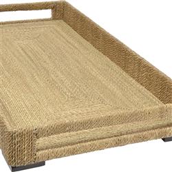 Palecek Woodside Coastal Woven Rope Rectangular Tray With Handles|