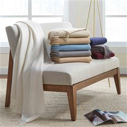 Sferra Dorsey Modern Classic Almond Cashmere Throw Blanket|