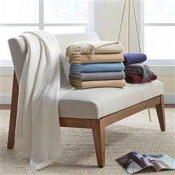 Sferra Dorsey Modern Classic Cream Cashmere Throw Blanket|