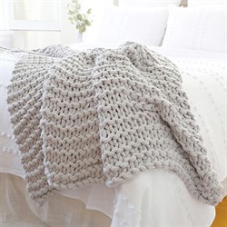 Finn Coastal Beach Silver Chunky Knit Throw Blanket|