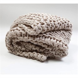 Finn Coastal Beach Taupe Chunky Knit Throw Blanket|