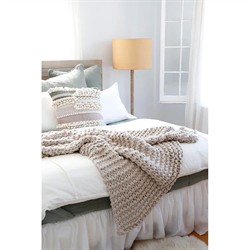 Finn Coastal Beach Taupe Chunky Knit Throw Blanket|