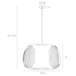 Mia Modern Classic Beige White Banded Shade Gold Antique Brass Pendant|