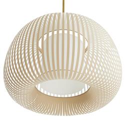 Mia Modern Classic Beige White Banded Shade Gold Antique Brass Pendant|