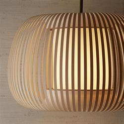 Mia Modern Classic Beige White Banded Shade Gold Antique Brass Pendant|