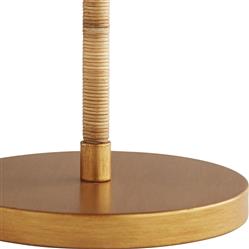 Terrace Coastal Beach Gold Iron Handwoven Rattan Floor Lamp|