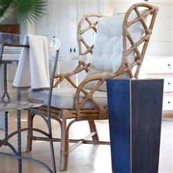 Watson Coastal Beach Brown Rattan Tufted Wing Back Occasional Arm Chair|