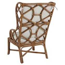 Watson Coastal Beach Brown Rattan Tufted Wing Back Occasional Arm Chair|