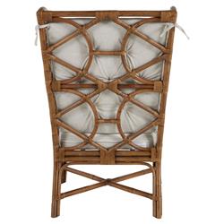 Watson Coastal Beach Brown Rattan Tufted Wing Back Occasional Arm Chair|