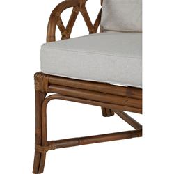 Watson Coastal Beach Brown Rattan Tufted Wing Back Occasional Arm Chair|