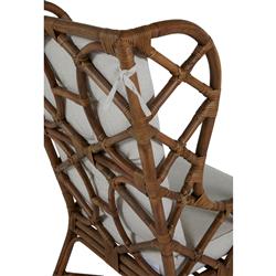 Watson Coastal Beach Brown Rattan Tufted Wing Back Occasional Arm Chair|