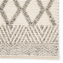 Scandinavia Dula Modern Ivory Grey Wool Striped Patterned Rug - 2'x3'|