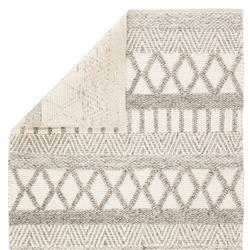 Scandinavia Dula Modern Ivory Grey Wool Striped Patterned Rug - 5'x8'|