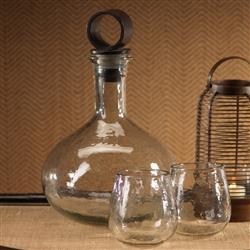 Olly Modern Classic Artisan Clear Hammered Stemless Wine Glasses - Set of 4|