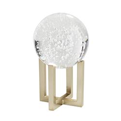 Macarthur Hollywood Regency Crystal Gold Brass Globe Sculpture - Set of 3|