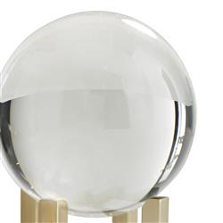 Macarthur Hollywood Regency Crystal Gold Brass Globe Sculpture - Set of 3|