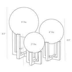 Macarthur Hollywood Regency Crystal Gold Brass Globe Sculpture - Set of 3|