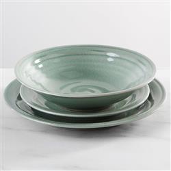 Simon Pearce Modern Classic Belmont Crackle Celadon Stoneware Dinner Plate|