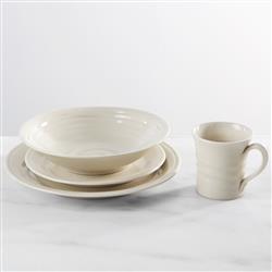 Simon Pearce Modern Classic Belmont Crackle Ivory Stoneware Dinner Plate|