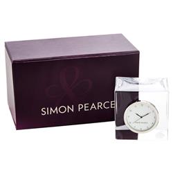 Simon Pearce Modern Classic Woodbury Square Glass Table Clock|