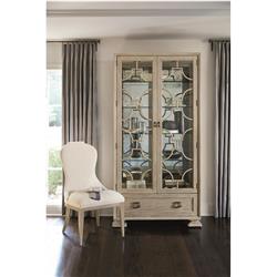 Sarabeth French Beige Upholstered Sandstone Brown Wood Rounded Dining Side Chair|