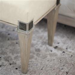 Sarabeth Updated Traditional Beige Faux Leather Cerused Oak Bench|