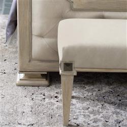 Sarabeth Updated Traditional Beige Faux Leather Cerused Oak Bench|