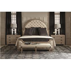 Sarabeth Updated Traditional Beige Faux Leather Cerused Oak Bench|