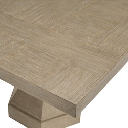 Sarabeth Brown Wood White Pedestal Rectangular Extendable Dining Table - 92-132"W|