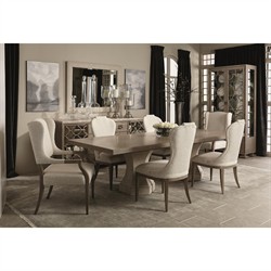 Sarabeth Brown Wood White Pedestal Rectangular Extendable Dining Table - 92-132"W|