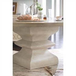 Sarabeth Modern French Brown Wood White Hexagon Pedestal Round Dining Table - 60"W|