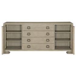 Sarabeth Modern French Patterned Cast Grille Antique Glass Brown Wood Buffet Sideboard|