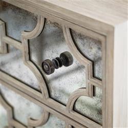 Sarabeth Modern French Patterned Cast Grille Overlay Antiqued Mirror Wood Dresser|