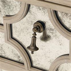 Sarabeth Modern French Patterned Cast Grille Overlay Antiqued Mirror Wood Nightstand|