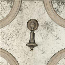 Sarabeth Modern French Patterned Cast Grille Overlay Antiqued Mirror Wood Nightstand|