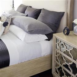 Sarabeth Modern French Patterned Cast Grille Overlay Antiqued Mirror Wood Nightstand|