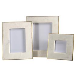 Ranma Modern Classic White Marble Brass Photo Frame - 5x7|