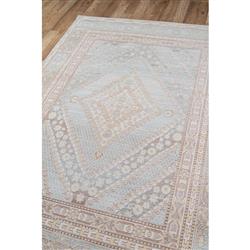 Esme Modern Pastel Blue Beige Diamond Medallion Patterned Rug - 4'x6'|