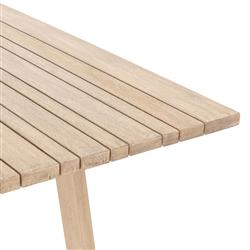 Cody Coastal Beach Angled Base Rectangular Washed Brown Teak Outdoor Dining Table - 86.5"W|