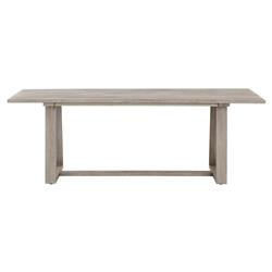 Cody Coastal Beach Angled Base Rectangular Grey Teak Outdoor Dining Table - 86.5"W|
