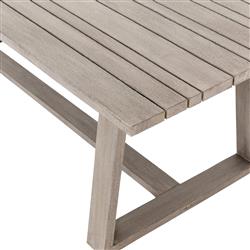 Cody Coastal Beach Angled Base Rectangular Grey Teak Outdoor Dining Table - 86.5"W|