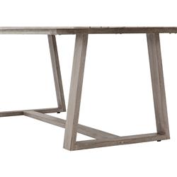 Cody Coastal Beach Angled Base Rectangular Grey Teak Outdoor Dining Table - 86.5"W|