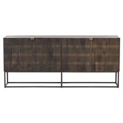Madison Mid Century Brown Mango Wood Black Iron 4 Door Sideboard|