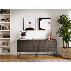 Madison Mid Century Brown Mango Wood Black Iron 4 Door Sideboard|