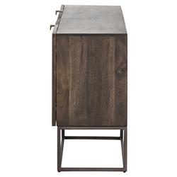Madison Mid Century Brown Mango Wood Black Iron 4 Door Sideboard|