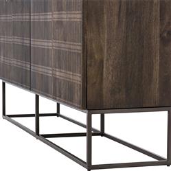 Madison Mid Century Brown Mango Wood Black Iron 4 Door Sideboard|