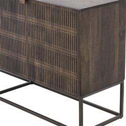 Madison Mid Century Brown Mango Wood Black Iron 4 Door Sideboard|