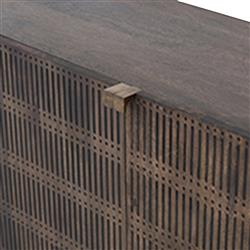 Madison Mid Century Brown Mango Wood Black Iron 4 Door Sideboard|