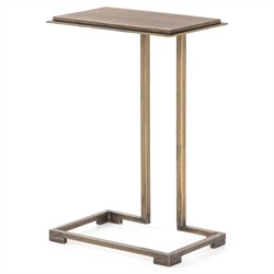 Damian Industrial Loft Slim Rectangular Antique Brass Side End Table|